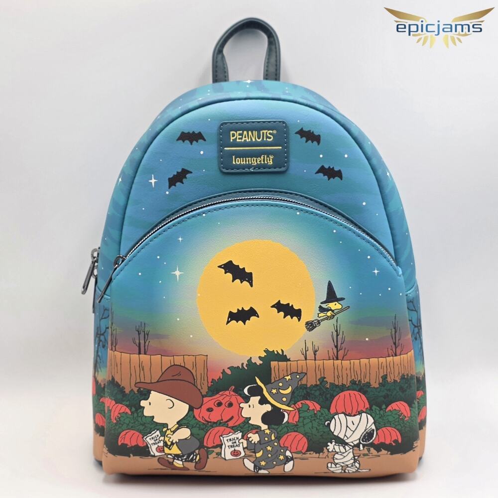Loungefly Peanuts Group Trick-Or-Treat Halloween Pumpkin Mini Backpack New